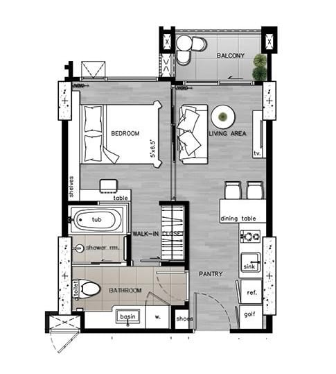 🔥 Knightsbridge The Ocean Sriracha | Mountain View | Jacuzzi Bathtub | Luxury Hotel-Style Decor | Built-in Furniture 🔥 floor plan