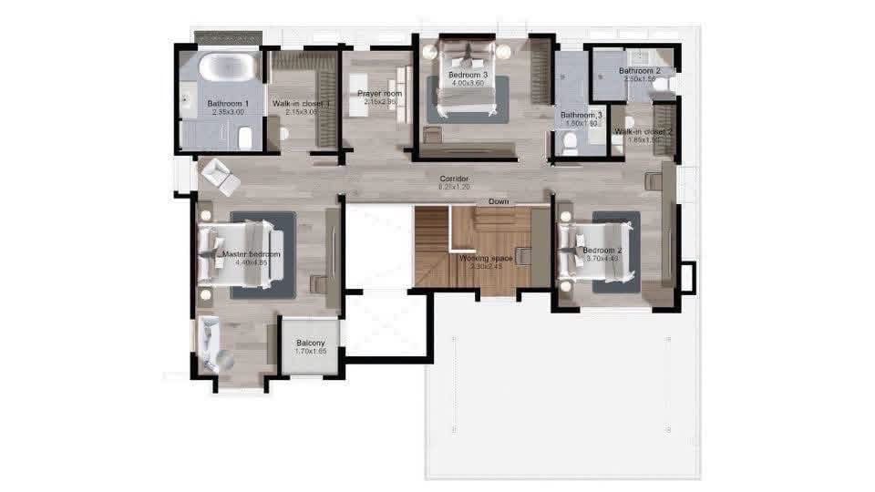 🔥 NANTAWAN RAMA 9 – New Krungthepkreetha | Luxury Corner Detached House | 302 SQ.M. | 4BR | Fully Furnished 🔥 floor plan 2