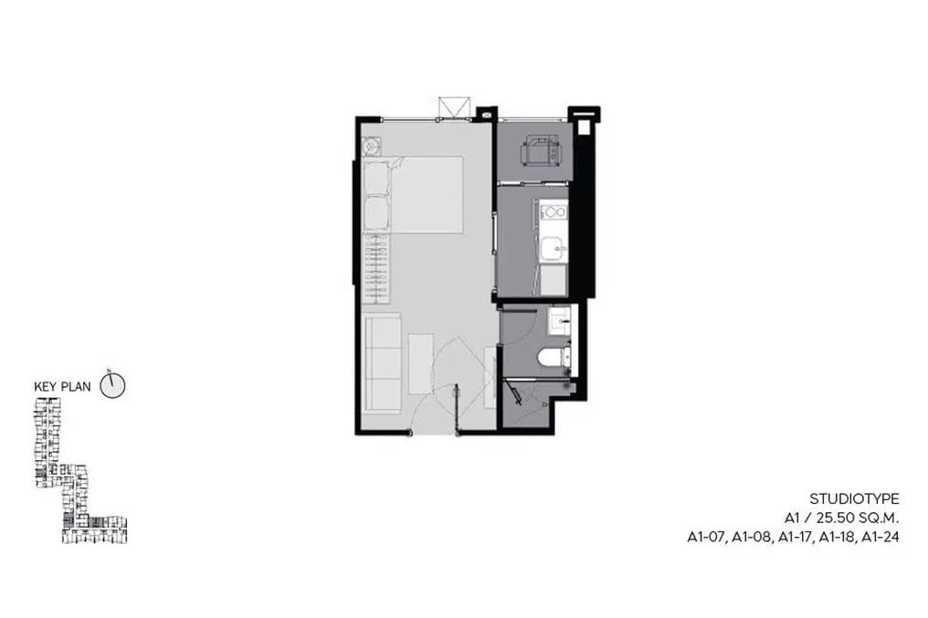 🔥 Life Asoke Hype | High-Floor 1BR | 26 SQ.M. | WFH Ready | Premium Workstation | Rama 9 🔥 floor plan