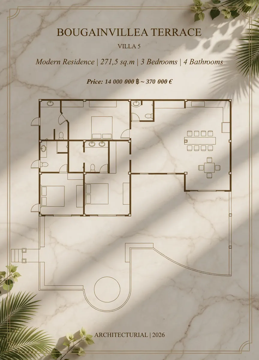 Bougainvillea Terrace Villa 5, Koh Lanta: level 4, 271.5 sqm, 3 bedrooms, 14,000,000 THB 2
