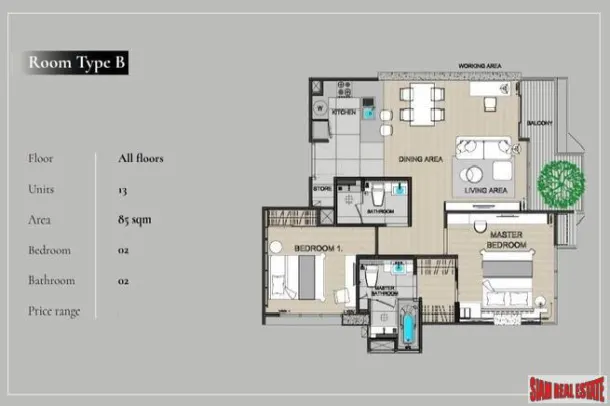 Destiny @63 - 85 sqm. and 2 bedrooms, 1 bathroom 2