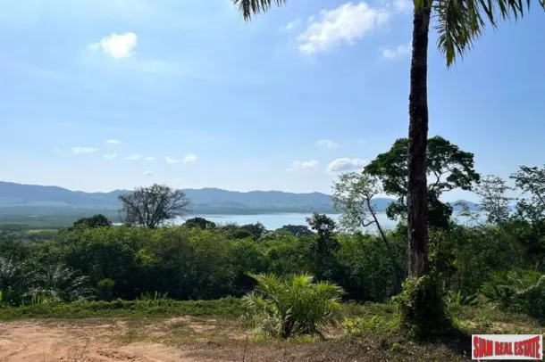 1 rai of palm plantation land with a hillside sea and mountain view for sale in Takua Thung, Phang Nga. 2