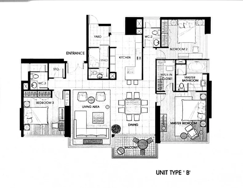 Fullerton Sukhumvit - 153 sqm. and 3 bedrooms and 4 Bathrooms. + 1 Maid room nearly BTS Ekkamail. 3