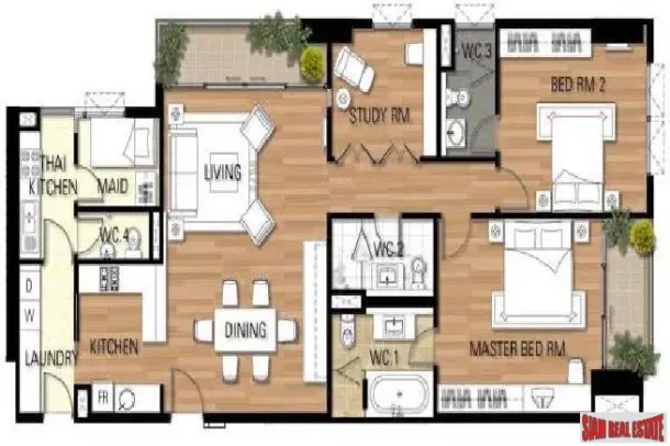 The Madison Condominium - 2+1 Bedrooms and 3 Bathrooms for Rent in Phrom Phong Area of Bangkok 2