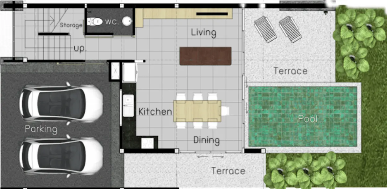 Modern 3+1 Bedroom Pool Villa with Lake View for rent in Kamala 2
